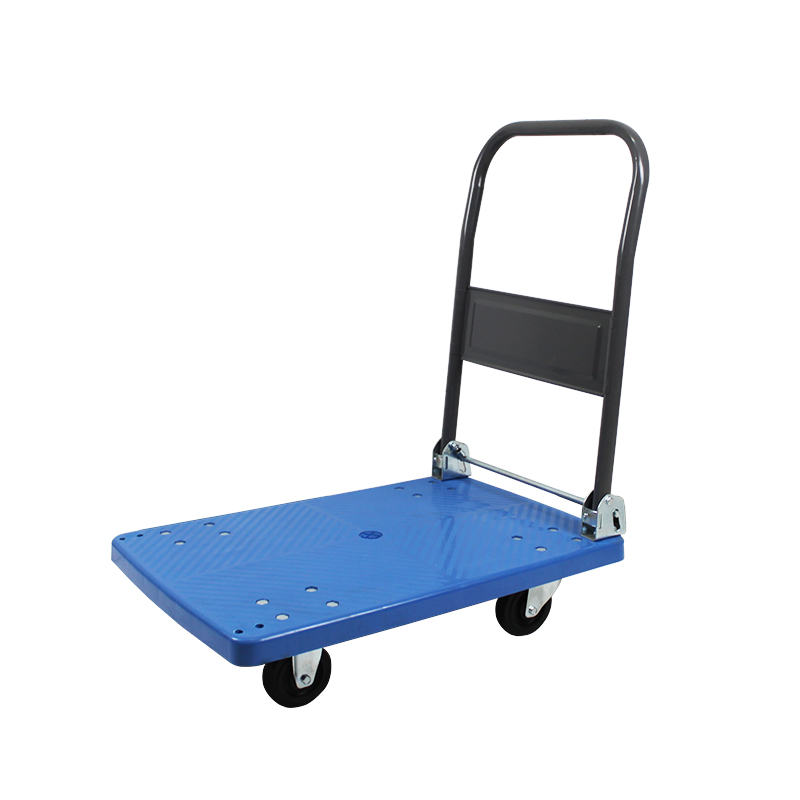 High Quality 4 Wheel Plastic Platform Truck Heavy Duty Store Foldable Shelf Trolley