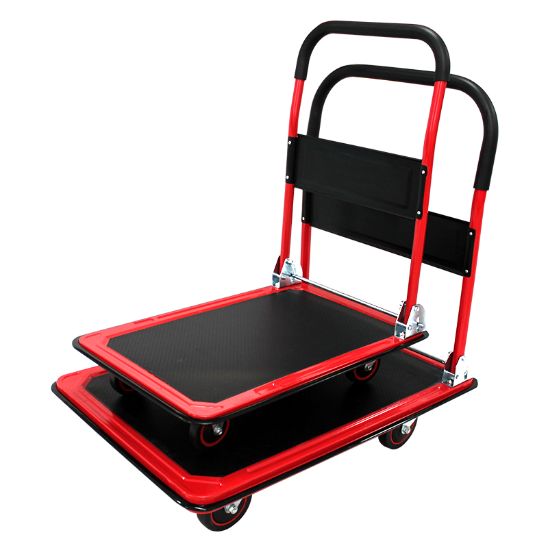 300kgs warehouse heavy duty steel platform foldable trolleys hand truck hand push carts