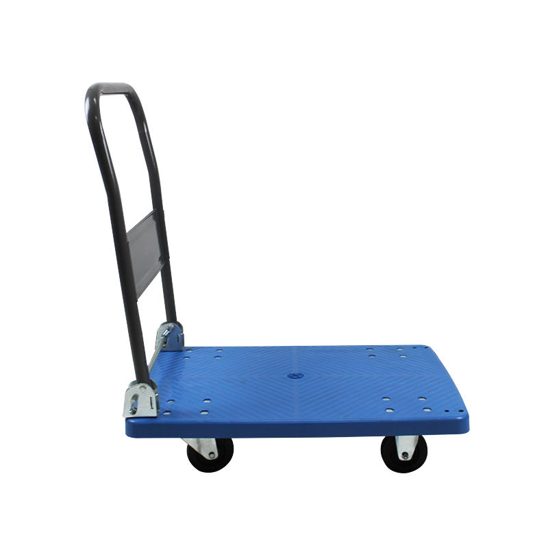 High Quality 4 Wheel Plastic Platform Truck Heavy Duty Store Foldable Shelf Trolley